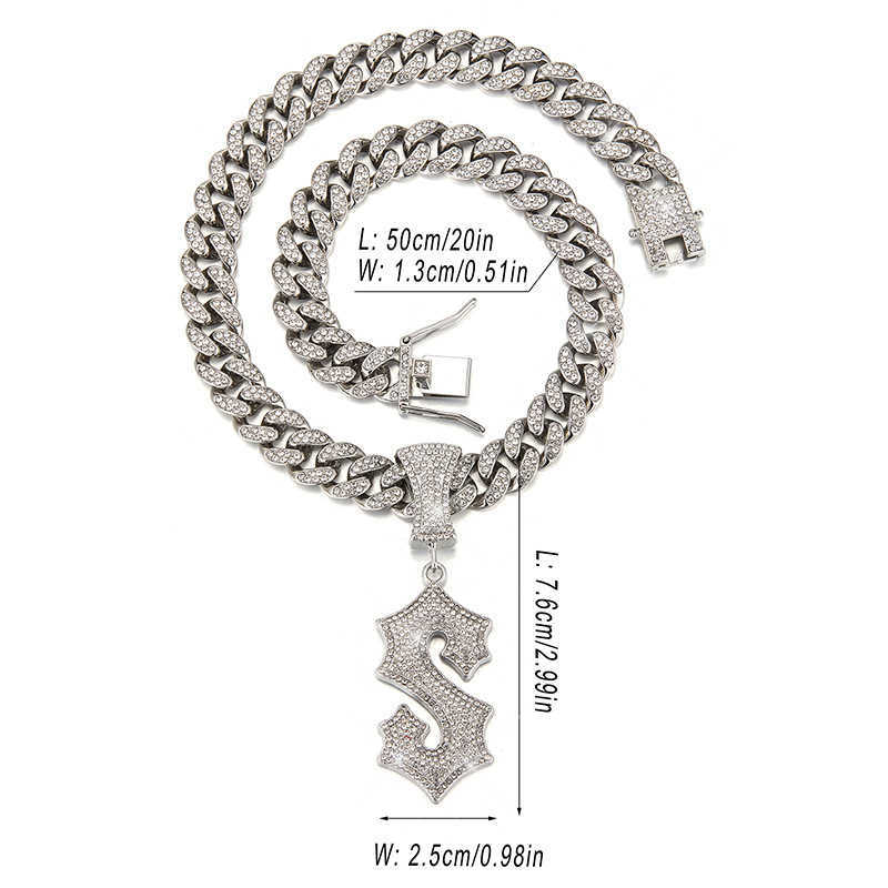 Fashion Gold Plated Cross Sword Jewelry Hip Hop Cuban Chains Zircon Diamond Game Controller Pendant Necklace for Men