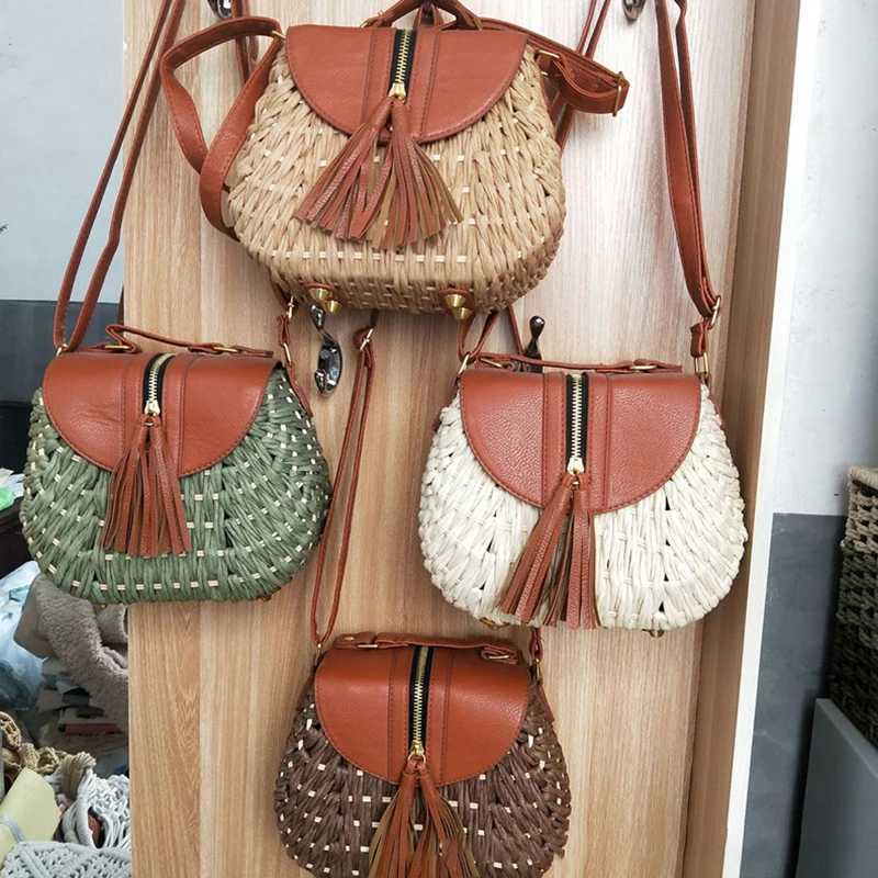 Small Fresh Crossbody Straw Bag Beach Vacation Leisure Shoulder Womens Bag Woven Bag Z250219