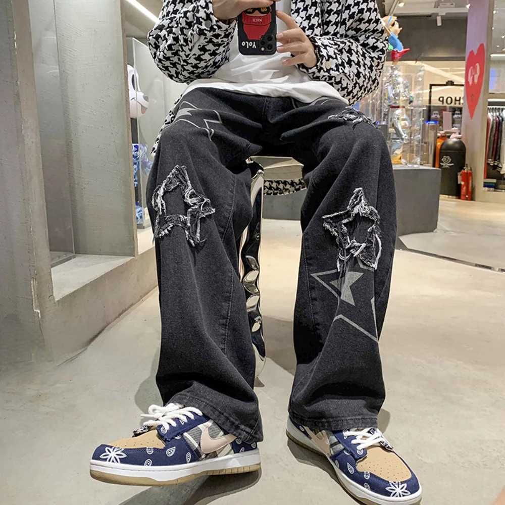 Mens jeans Neutral Wide Leg Denim Trousers Loose Straight Men Jeans aesthetic Man Jeans Pants for boy Casual Baggy hip hop 2022 X250220