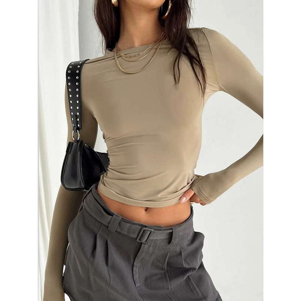 Women's Casual Economy Long Sleeves, Slim Fit Sweaters, Basic T-Shirts, Streetwear T-Shirts for Women, Spring, Autumn