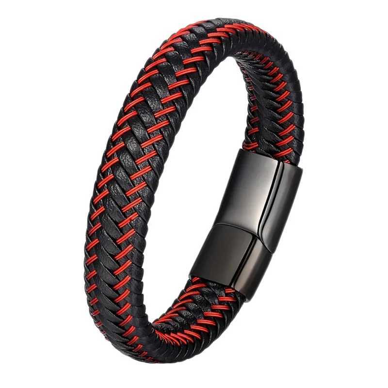 Leather Cord Bracelet Stainl Steel Leather Braided Bracelet Genuine Leather Bracelet Red Bracelet MenS Cowhide JewelryXJ250219