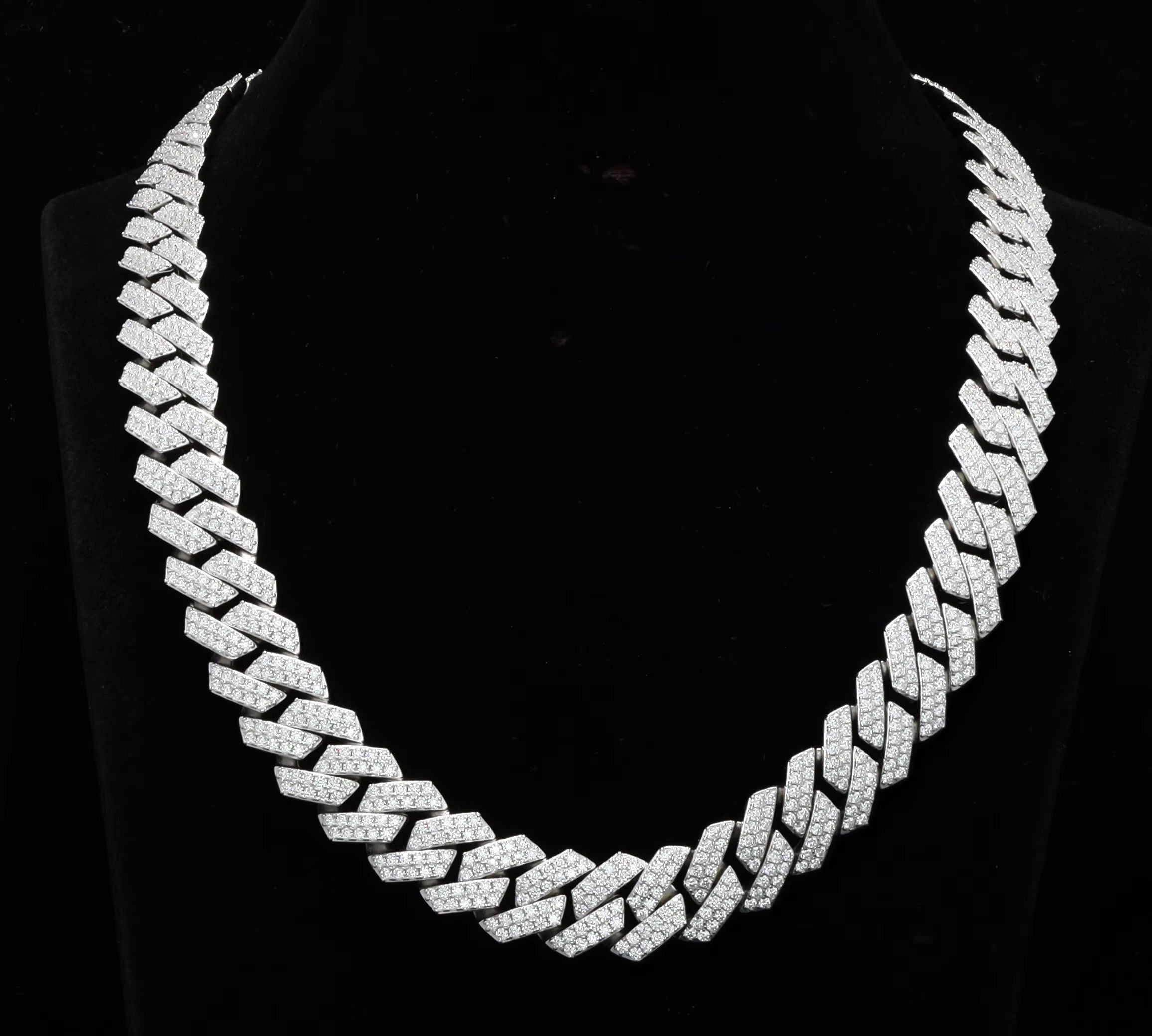 Handmade Set 12mm Fang Cuban Silica Necklace Pure Sier Decorative Chain Tester 24 inches