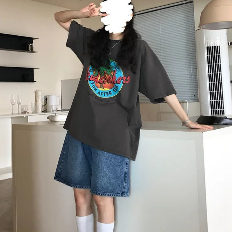 S-4XL Shorts Women Retro High Waist Zipper Arrival Loose Denim Short All-match Knee-length Trousers Teens Ulzzang Leisure 250219