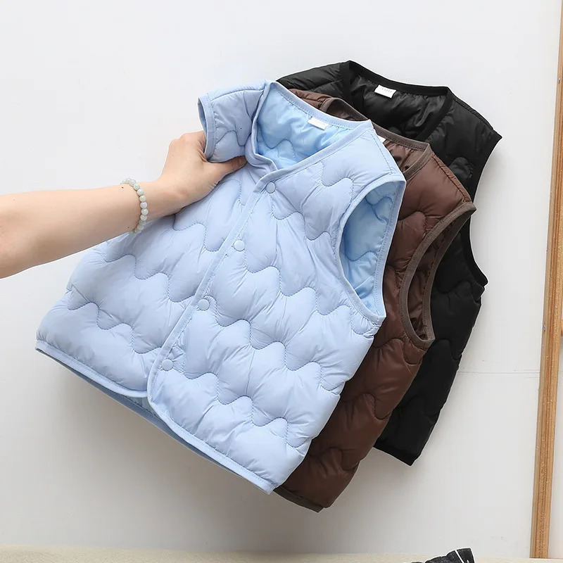 Autumn Winter Children Boys Girls Warm Vest Solid Waistcoats for Kids Sleeveless Outerwear 27Yrs Tops 250218