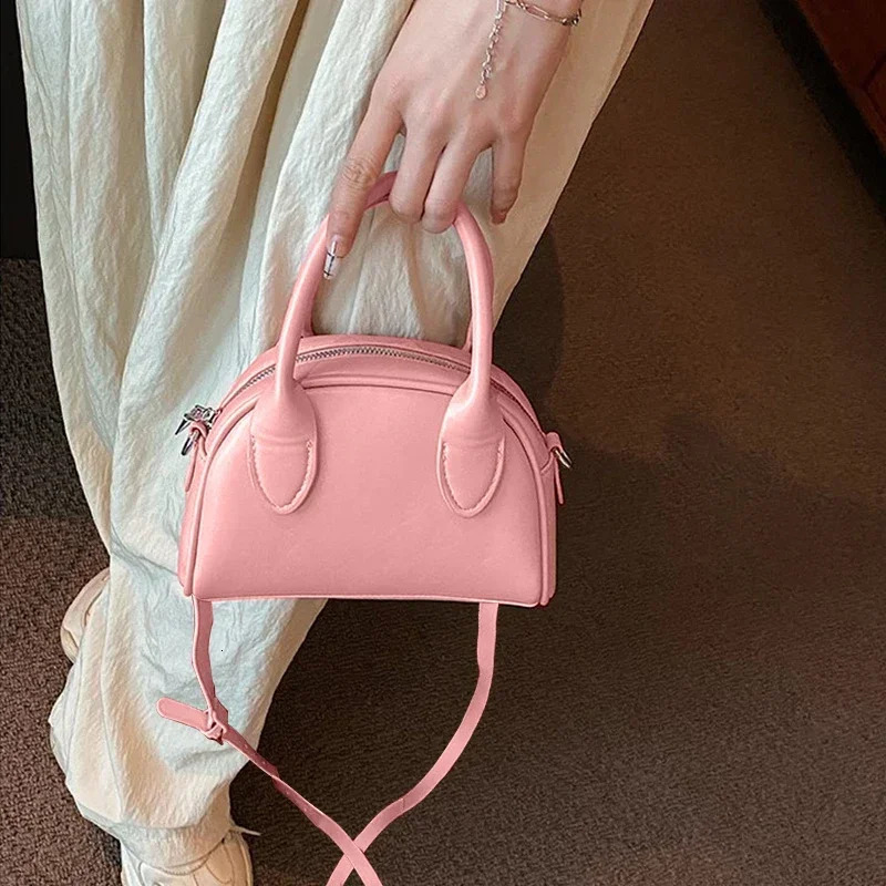 French Style Pink Shoulder Crossbody Bag for Women Trendy All-Match Square Shell Sling Bag Female Simple Portable Pouch 250214