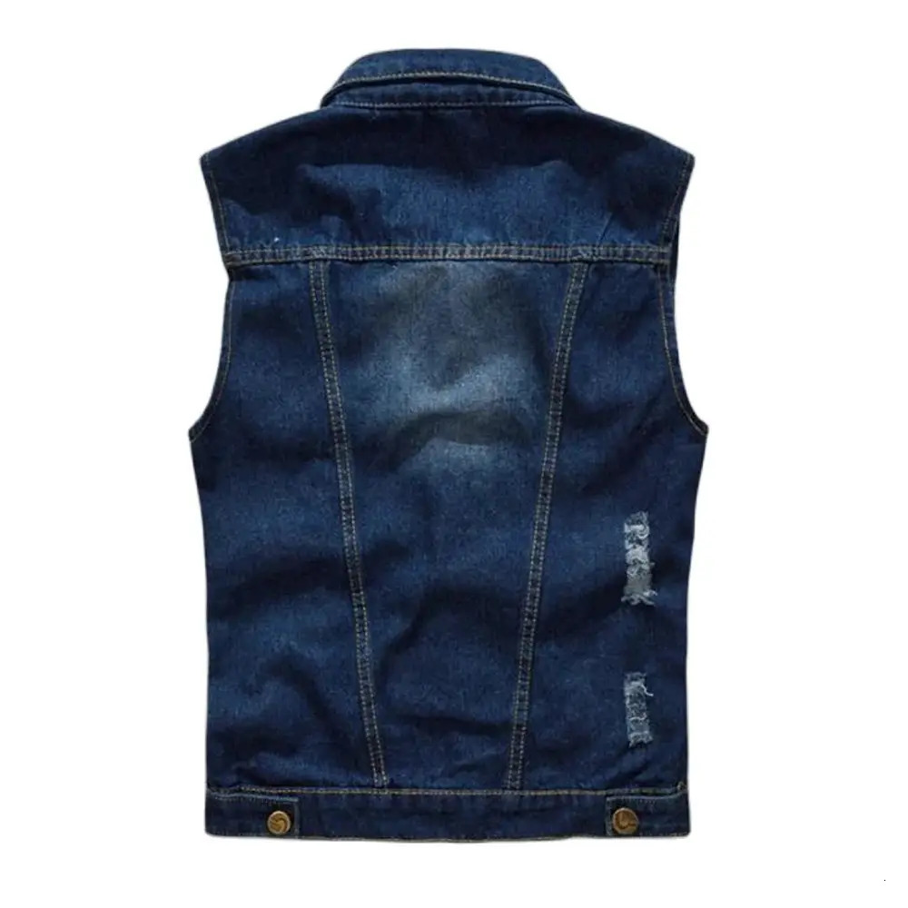 6XL Denim Vest Jacket Coats Waistcoat Men Sleeveless Jacket Male TankMens Jacket Mens Gilet Denim Vest Ripped Jean 250219