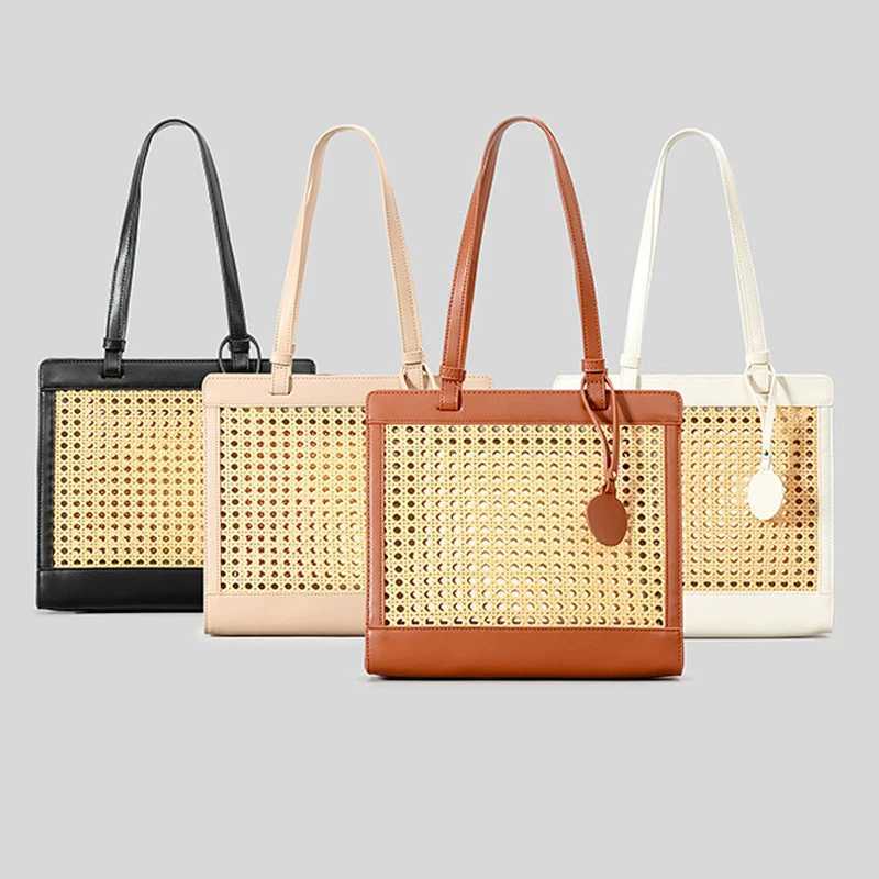 Fashion Hollow Women Shoulder Bags Imation Wicker Woven Handbags Large Capacity Summer Beach Bag Simple Bali Travel Purses 2024 Z250219