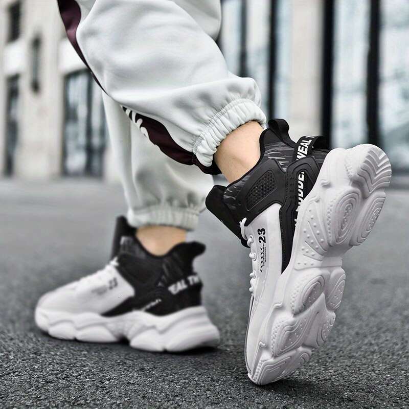 Men's high top basketball fashionable an ti sli p training, walking and running shoes, casual sports shoes