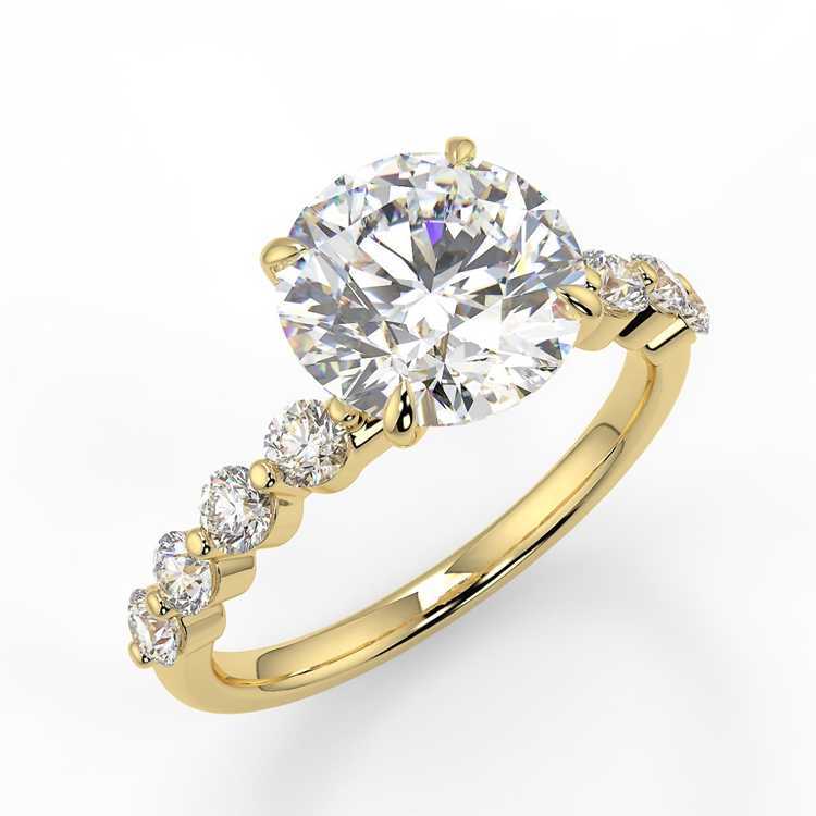 14k Gold Side Stone Round Moissanite Engagement Ring Simple Finger Ring Woman