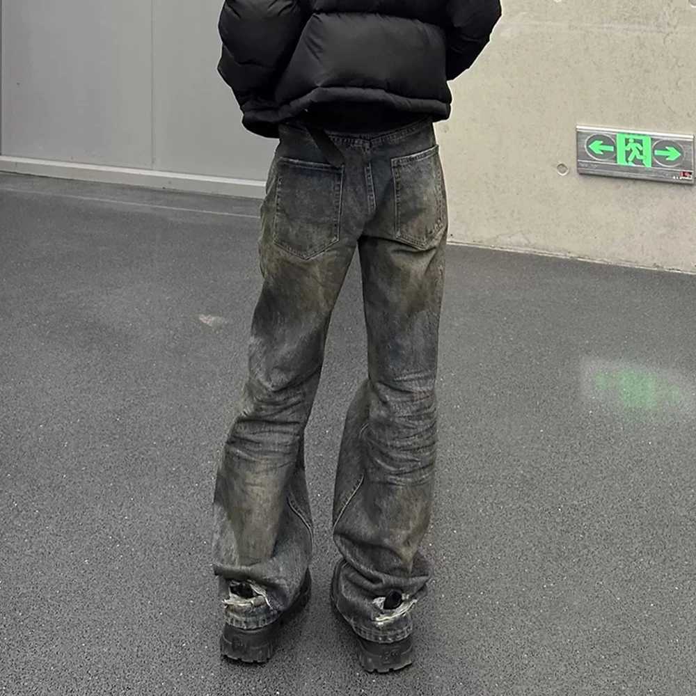 Harajuku Streetwear Washed Dirty Baggy Blue Jeans for Men and Women Straight Vintage Casual Denim Trousers Mens Clothing Cargos X250220