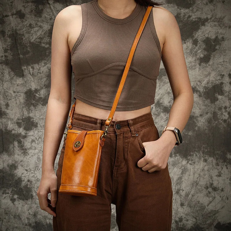 Cowhide Bag Simple All Match Solid Small Crossbody Bags Vintage Genuine Leather Shoulder Bag Womens Bags 250214