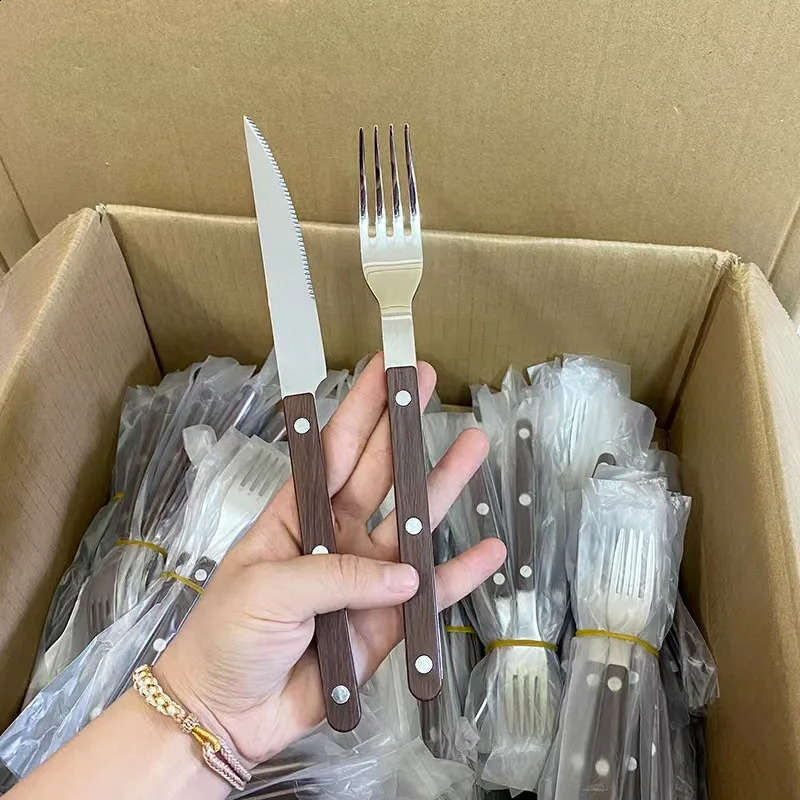 24Pcs France Style Fashion Cutlery Set 18/10 Stainless Steel Gift Flatware 304 Knife Fork Spoon Dinnerware for 6 Drop 250214
