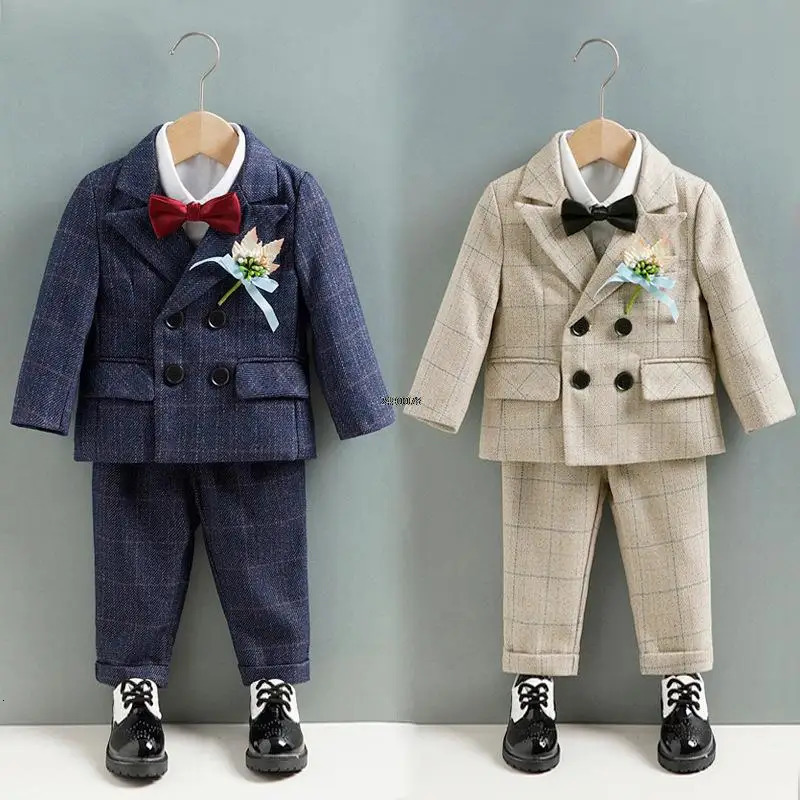 Prince Boys Birthday Dress Kids Beaufitul Pograph Suit Children Formal Wedding Party Performance Dance Tuxedo Wear 250219