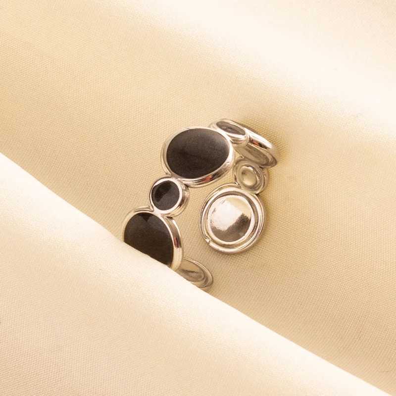 Punk Vintage Black Enamel Ring Stainless Steel Open Rings For Wen Men Jewelry Fire Evil Eye Bague Stainless Steel Femme Gift X250220