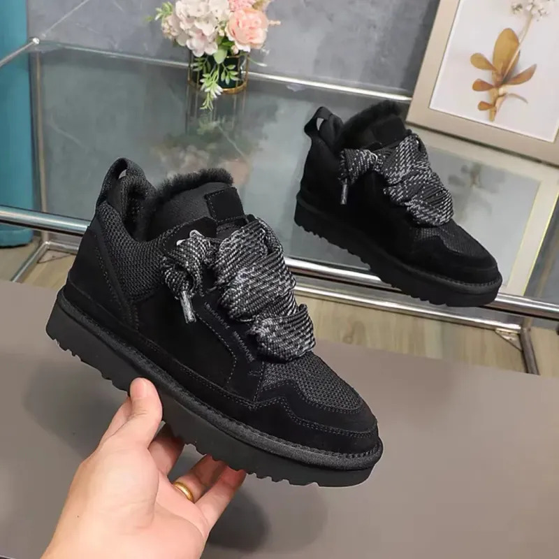 Lowmel Trainers Casual Shoes Sneakers Classic Womens Baskets Sand Wool Sheepskin Canvas Cold Designer Genuine Leather
