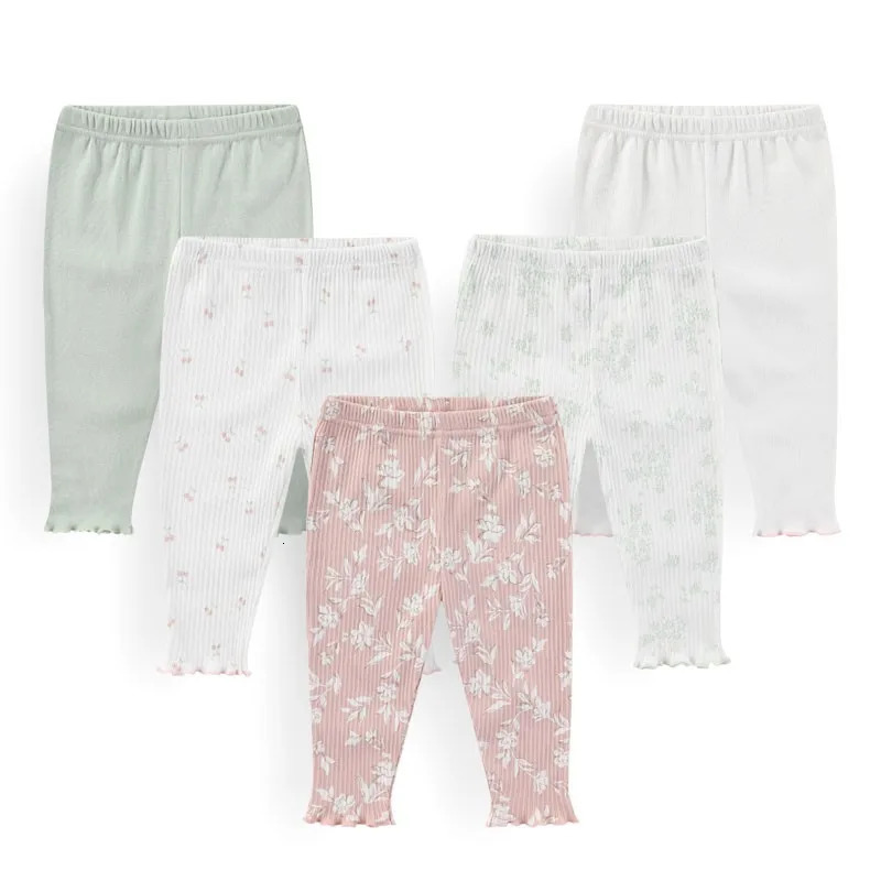 45Pieces Print born Baby Girl Pants 012M Cotton Boy Trousers Solid Color Autumn Spring Cartoon Bebes 250220