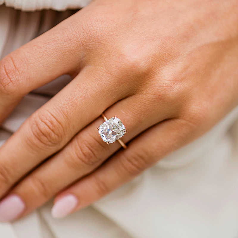 Luster Jewellery Cushion Cut 10/14/18k Pure Gold Wholesale Custom Jewelry Moissanite Ring Stone High Quality for Wedding Band