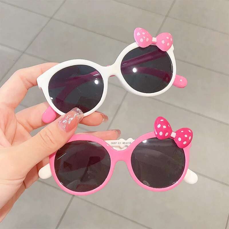 Ddmyshoesvip Adorable Color Block With Bow Decor Large Frame Sunglasses Teens Boys Girls Outdoor Party Vacation Travel Kids Eyewear