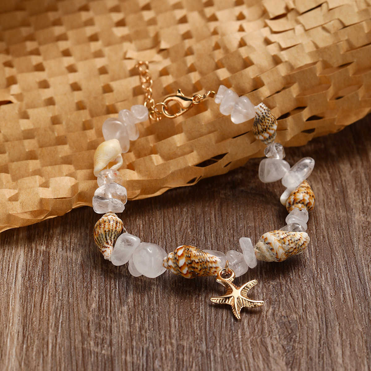Charm Bracelets Popular Accessories Conch Rice Bead Turquoise Bracelet Beach Starfish Pendant Shell Crystal Bead Bracelet H25220