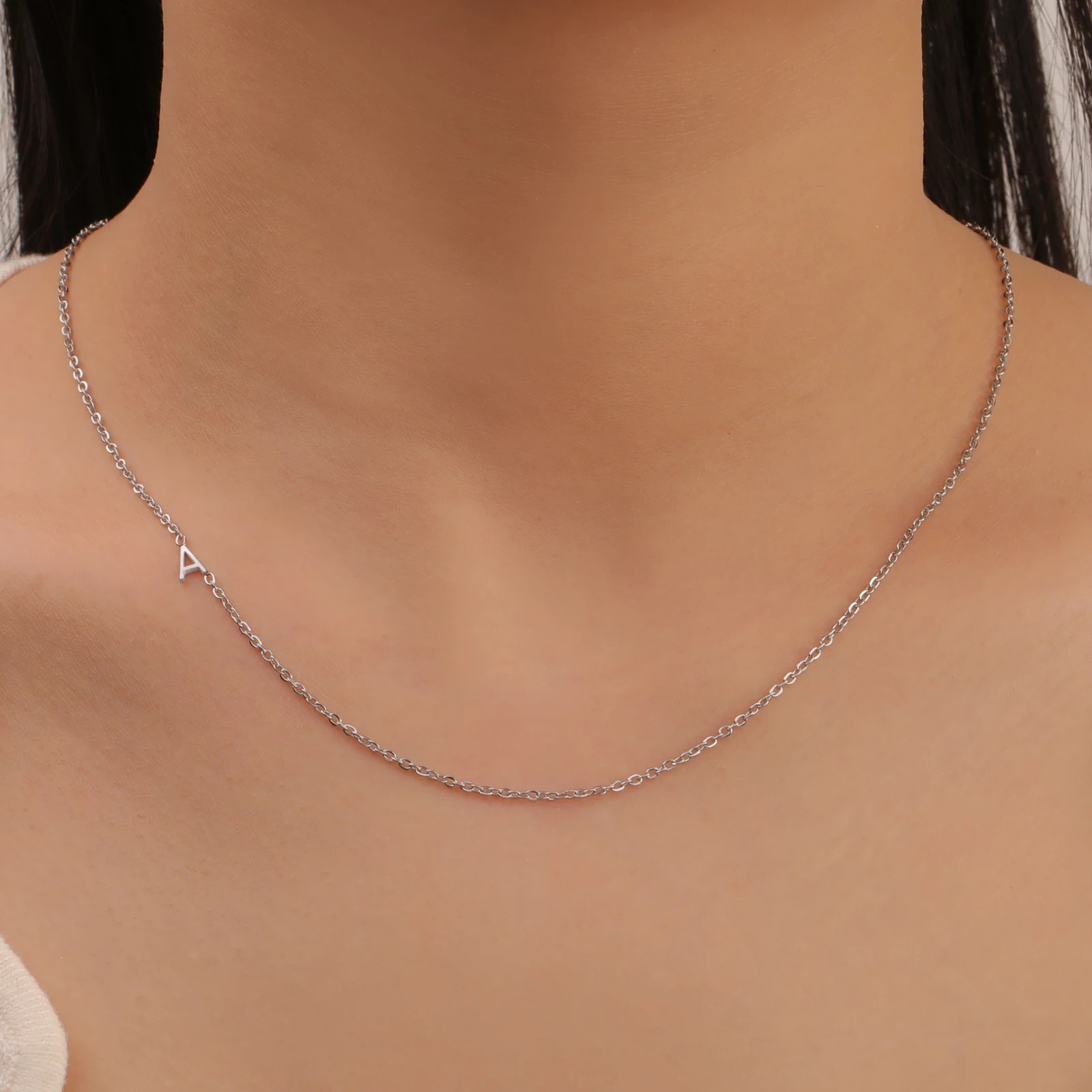 Customized Womens Stainless Steel AZ Letter Personalized Necklace Jewelry Valentines Day Gift 250210