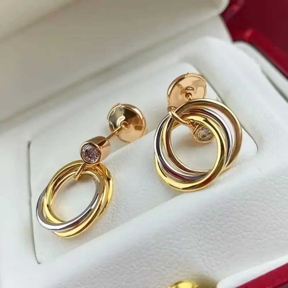 Stud 925 silver three ring earrings for womens fashion womens jewelry party gifts popular new products from Zhihu J250217 1VP41