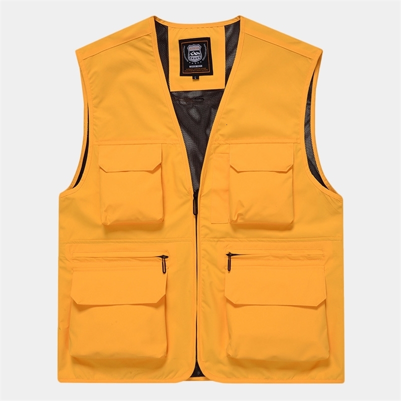 5XL Mens Vest Casual Outdoor Climbing Fishing Jacket Male Multi Pocket Quick Drying Thin Mountain Climbing Coats 250219