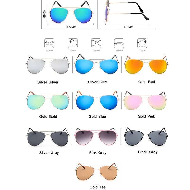Ddmyshoesvip Classic Vintage Sunglasses Children Colorful Mirror Glasses Boys Girls Metal Frame Kids Cute Outdoor Eyeglasses