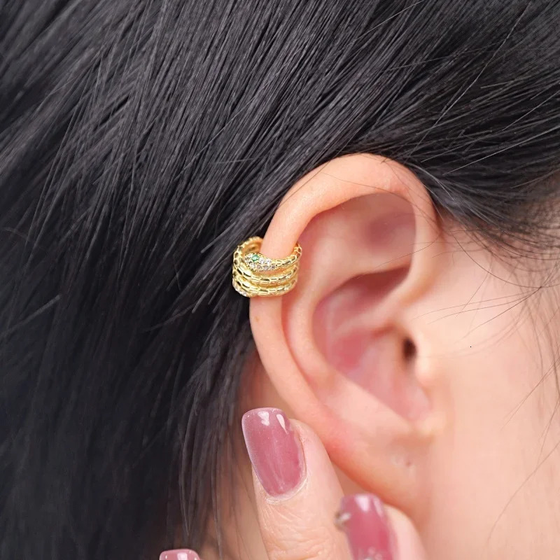 Shiny Golden/Sliver Color Serpentine CZ Clip on Earrings Christmas Gift Jewelry Wholesale Customizable 250220
