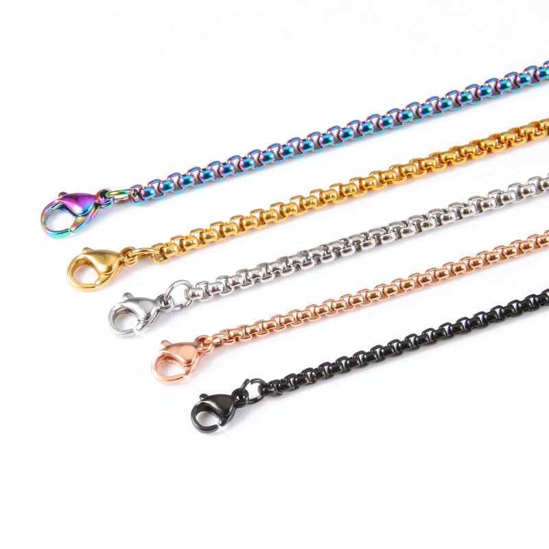 Rope Chain Box Necklace Stainl Steel Chains Link Necklaces Pendant DIY Jewelry Never Rub Off 2MM 2.5MM 3MM 4MM USENSETXJ250219