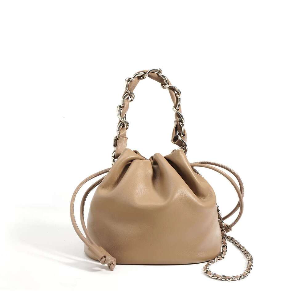 Factory Wholesale Mini Straw Crossbody Soft Leather Bucket Bags With Chain Shoulder