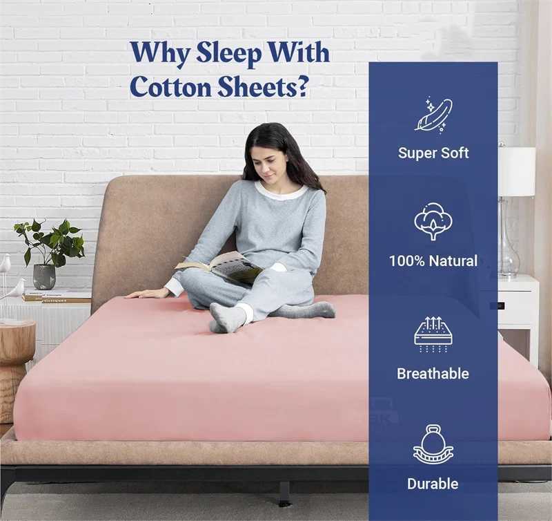 Luxury 800TC Egyptian Cotton Bed Sheet Set 3 Pieces Sets (1x Fitted Sheet and 2x case) Ultra Soft Mattress Cover Solid Y250219
