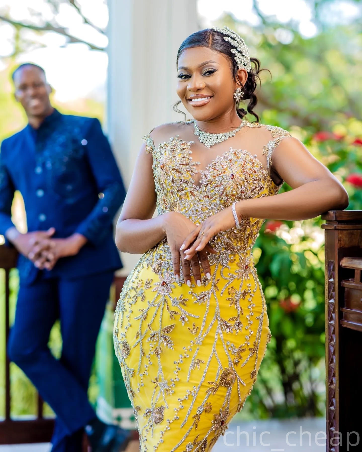 Yellow Mermaid Prom Dresses 2025 Beaded Crystals Lace Sheer Neck Evening Formal Party Second Birthday Engagement Gowns Plus Size Dress For Special Occ