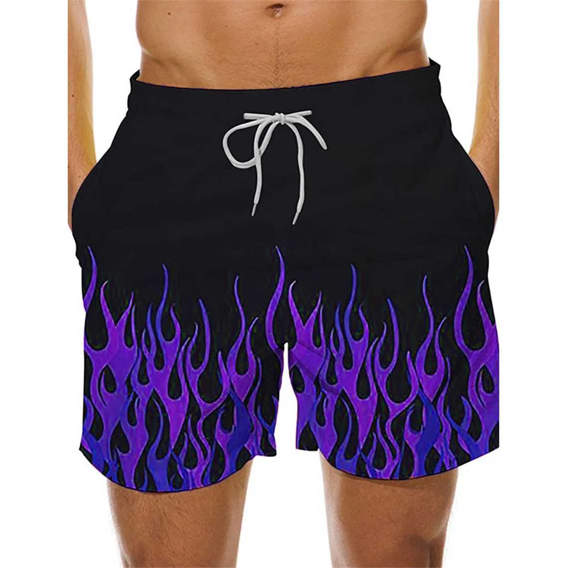 Summer eTHnic style beach shorts color flame 3D Printing mens holiday luggage casual board shorts swimsuit mens cloTHing X250220