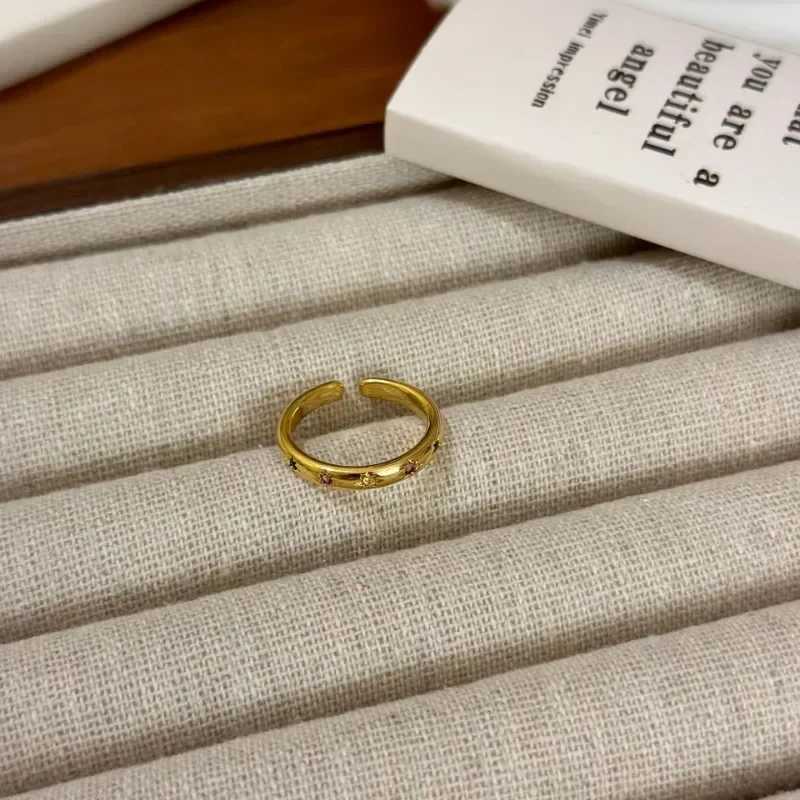 Vintage Metal Color Star Cubic Zircon Stone Rings for Wen Gold Color Adjustable Open Ring Stackable Rings Jewelry Gift X250220