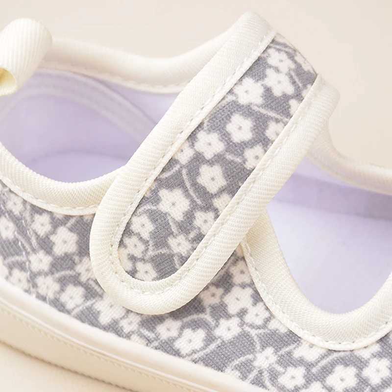 Spring Little Girls Small Floral Print Princess Canvas Children Good-looking Flat Casual Sneakers EK9S36 X250220