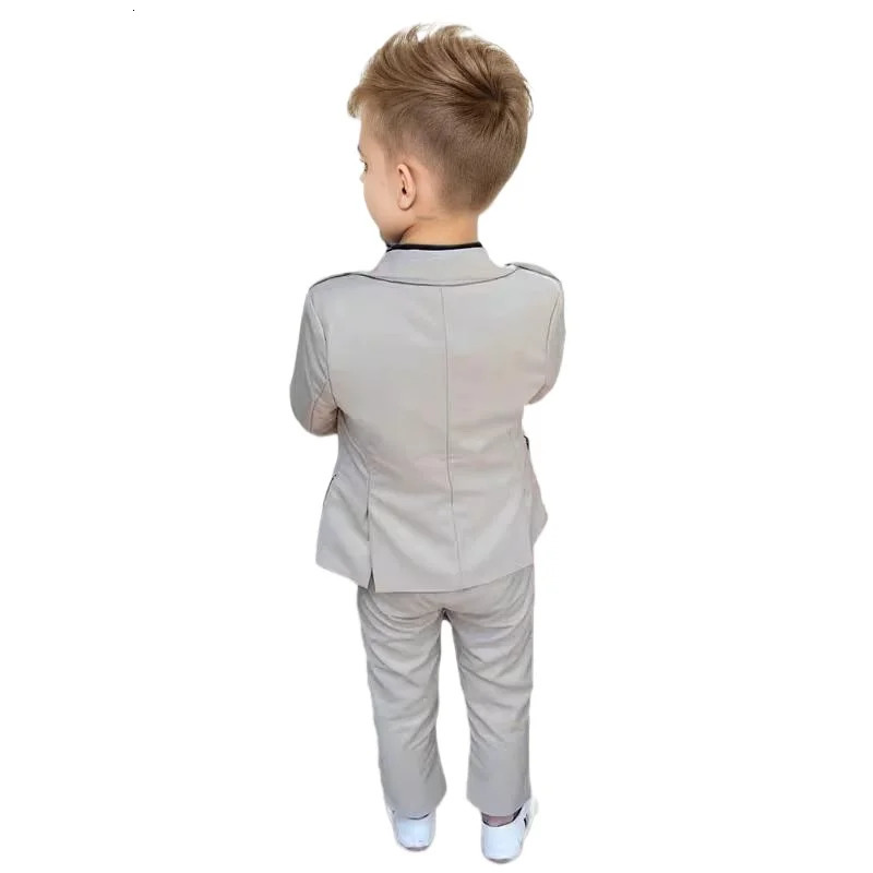 Childrens Spring Pink Dress Suits Boys Host Performance Birthday Party Pography Costume Kids Jacket Pants 2pcs Outfit 250219