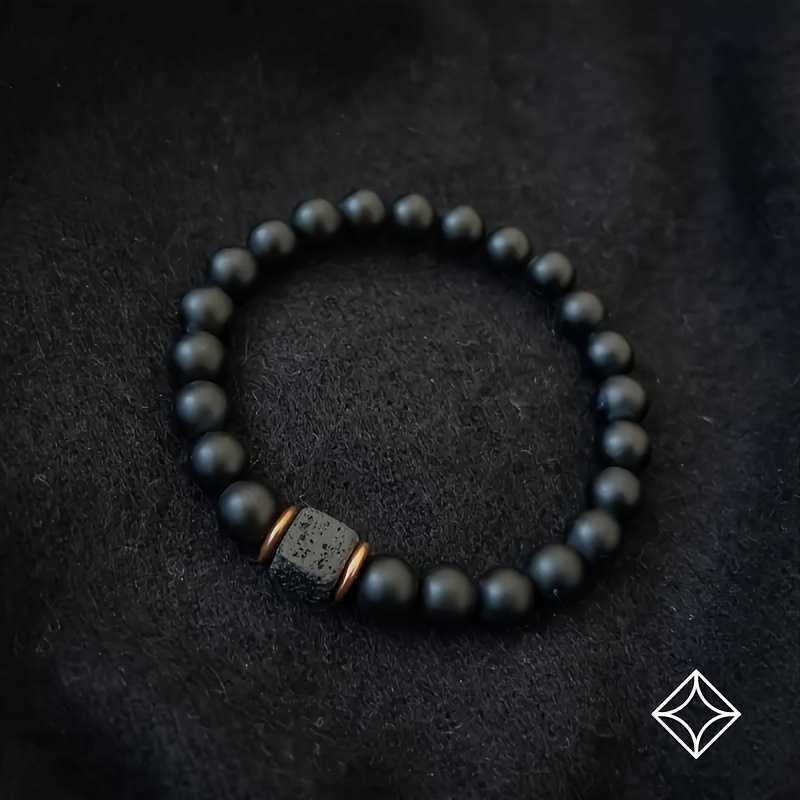 Charm Bracelets Mens volcanic stone bracelet square black agate fashionable and fashionable jewelry suitable for modern gentlemen H25220
