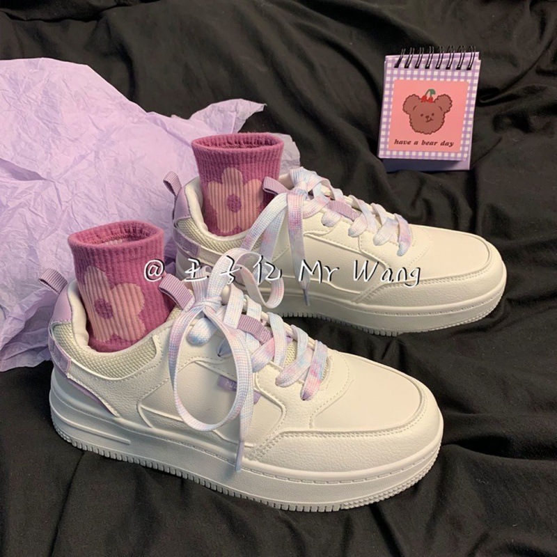 2025 Spring/summer New White Fashion Multi Functional Leather Face Women's Designer Shoes Korean Edition Breathable Casual Sports Flat Shoes