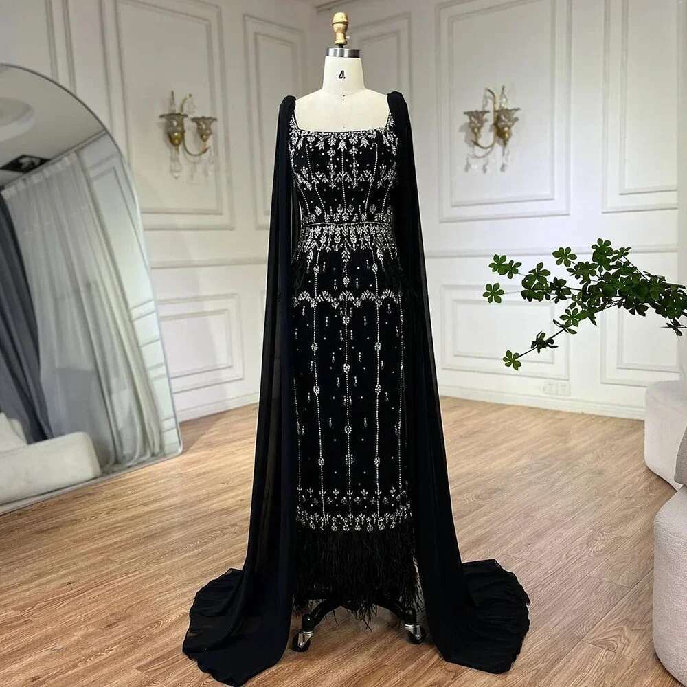 Mermaid Caramel Ankle Length Evening Dresses Gowns Beaded Feather Evening Party Customize