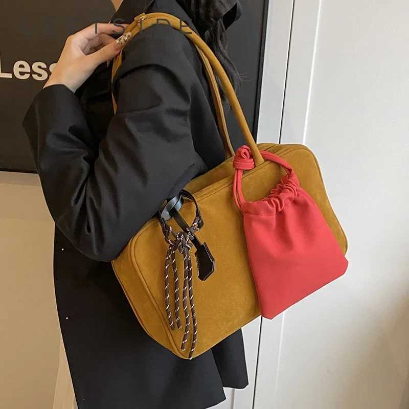 LEFTSIDE NUBUCK Shoder Bags Lady Tote Bag for Wen 2024 Winter New Trend Y2K Korean Fashion Design Handbags and Purses Z250318