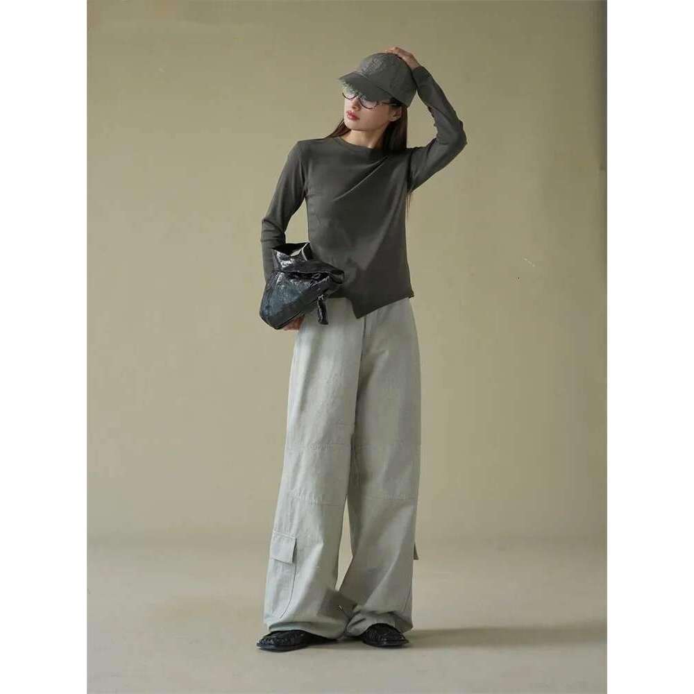 2025 Early Spring Fashion Irregular Sweep T-Shirt Women Comfortable Skin Friendly Top Tees White/Black/Gray