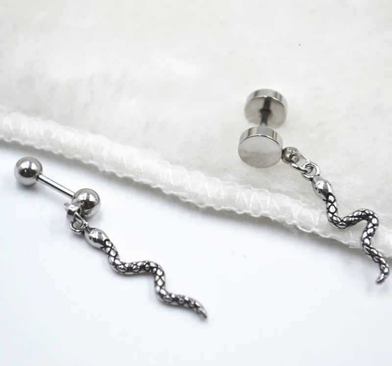 Lot50pcs Body Perforated Jewelry - Full Stainless Steel Serpentine Earcup Ring Fastener EMO Round Earrings Mens/Womens Earrings/Earrings 250220