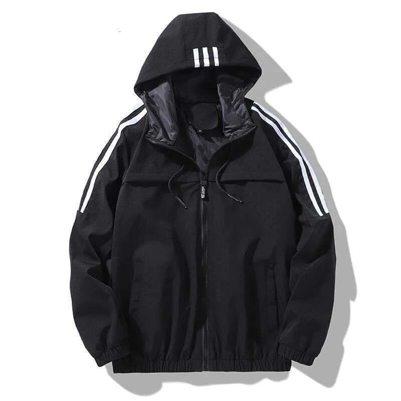 Men's three bar hooded windproof jacket, ultra-thin outdoor sports jacket, bra, autumn and winter, new trend