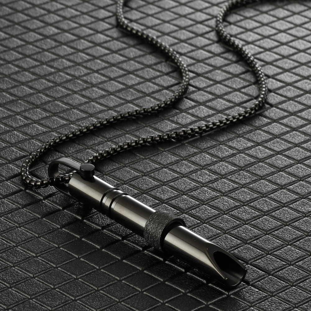Pendant Necklaces Hot selling stainless steel meditation whistle necklace hip-hop street style decompression whistle pendant H25219