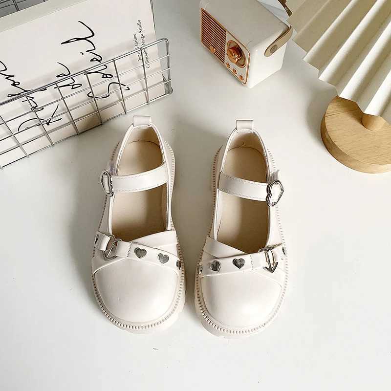 Spring Girls Mary Janes Platform Lolita Shallow Kids Leather Shoes Black Biege Stylish Non-slip Matte Children Flat Shoe 27-36 X250220