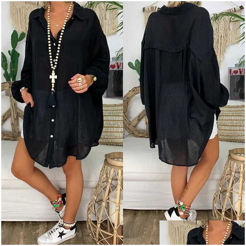 Cover-Ups Coverups Loose Women Cover Ups Swimwear White Beach Dress Cotton Kimono For Swimsuit Up Woman1 Drop Delivery Sports