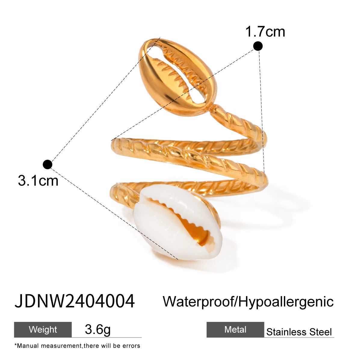 Uworld Asymmetric Shell Ocean Style Open Ring 316L Stainless Steel Creative Minimalist Ring Temperament Fashion Wen Golden Jew X250220