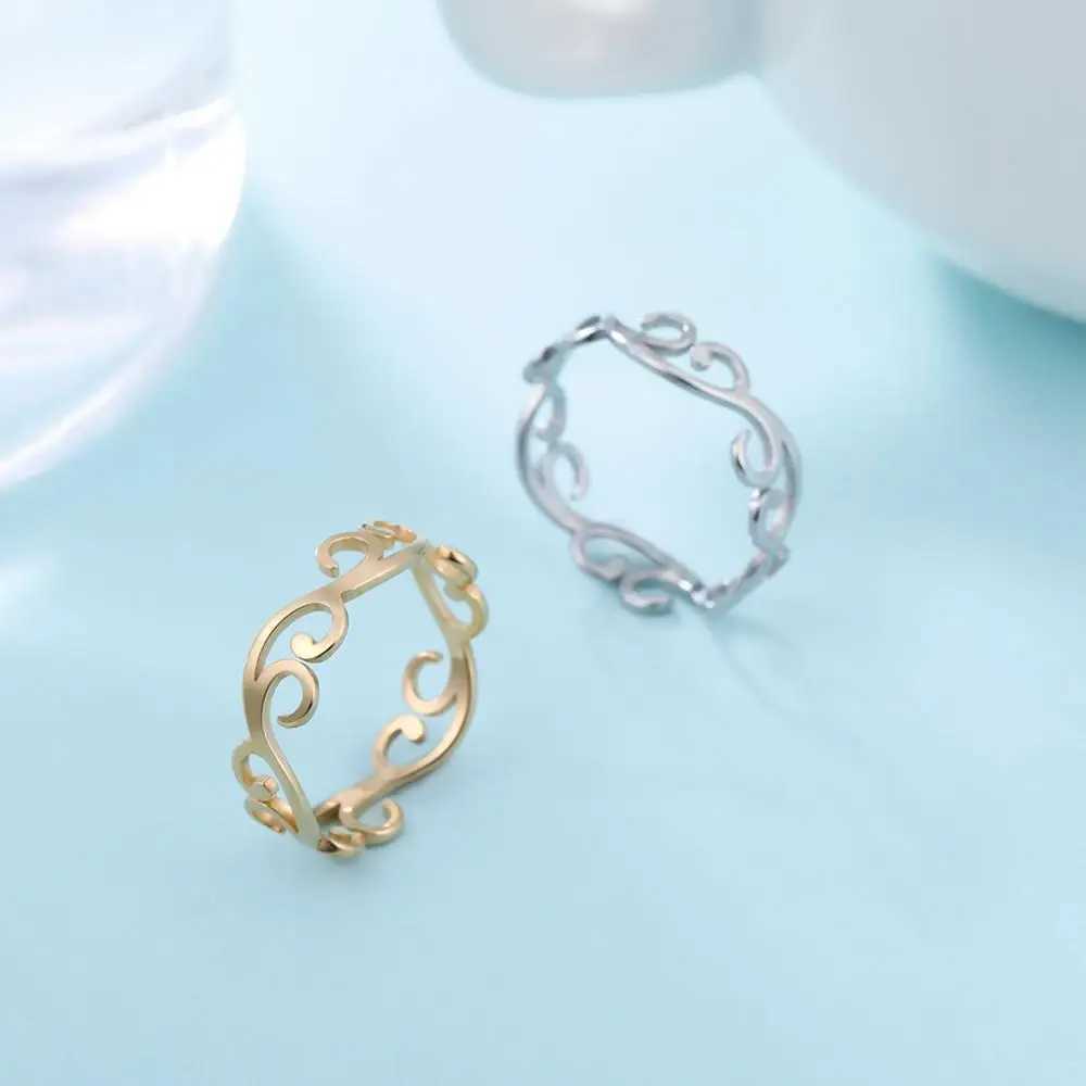 Skyrim Retro Filigree Wreath Text Girl Stainless Steel Rantic Rose Gold Casual Ring Jewelry Anniversary Gift X250220