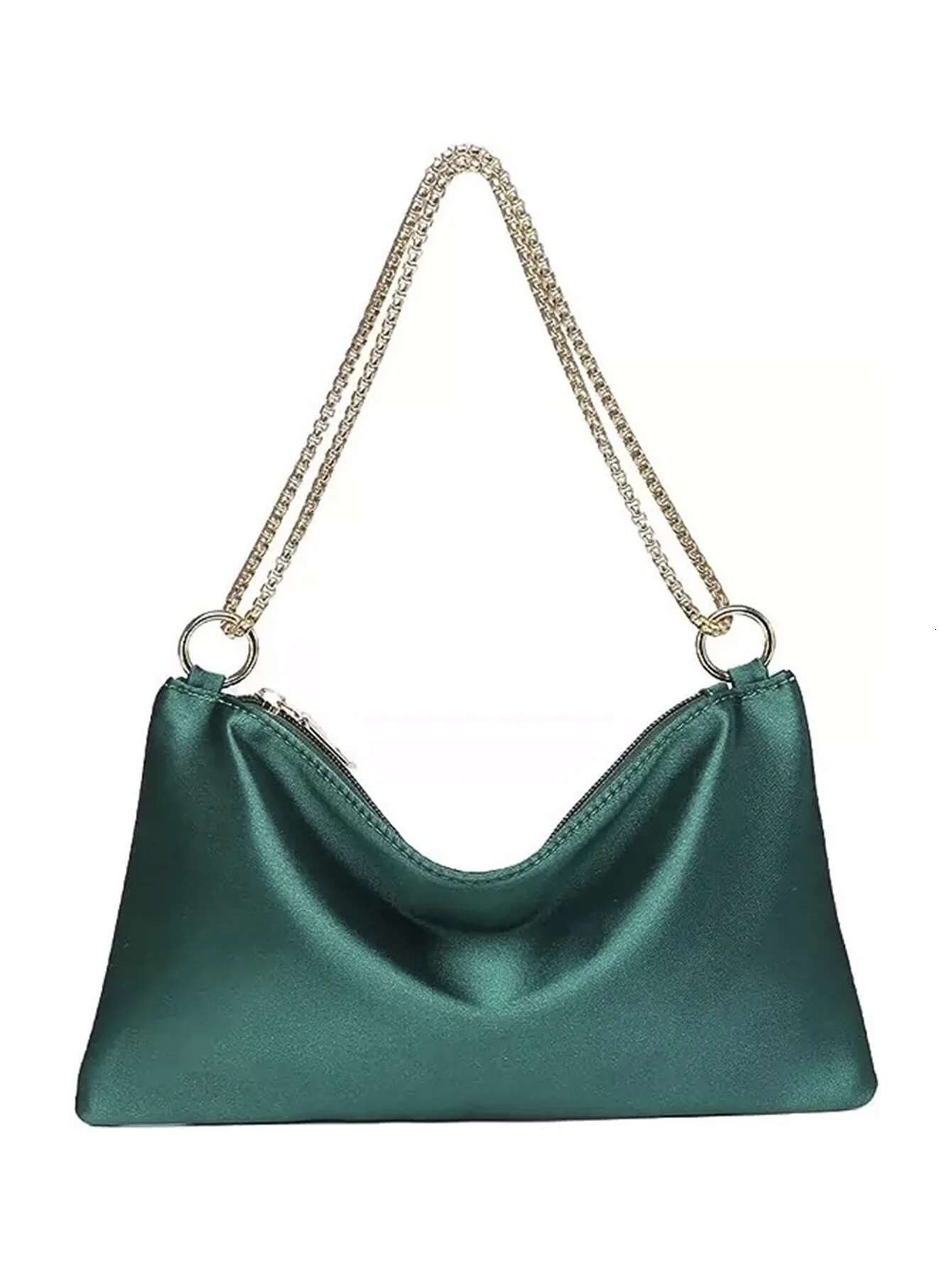 Elegant Solid Metal Chain Underarm Woman Evening Bags For Wedding And Night