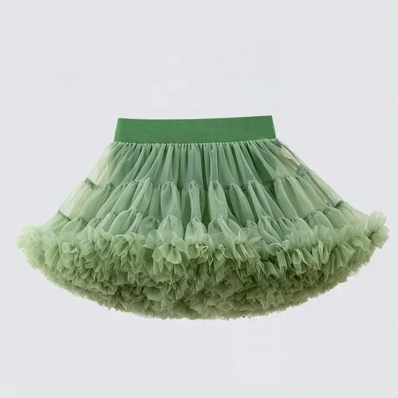 1-8T Lace Skirt Girls Fluffy Chiffon Pettiskirt Solid Colors Tutu Skirts Girl Dance Skirt Christmas Tulle Petticoat Tulle B062 250220